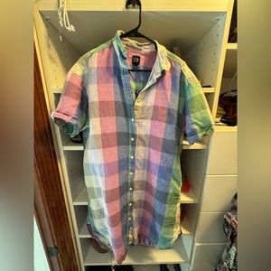 Gap, multicolor shirt dress, size S. Great for maternity and post partum.